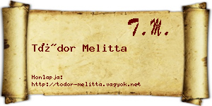 Tódor Melitta névjegykártya