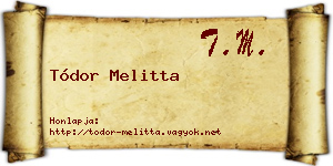Tódor Melitta névjegykártya